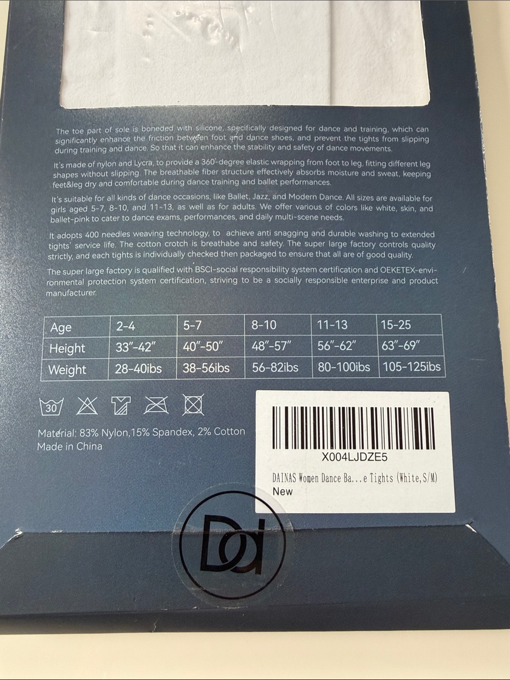 White Dance Tights with Anti-Slip Sole - Picture 5 of 6